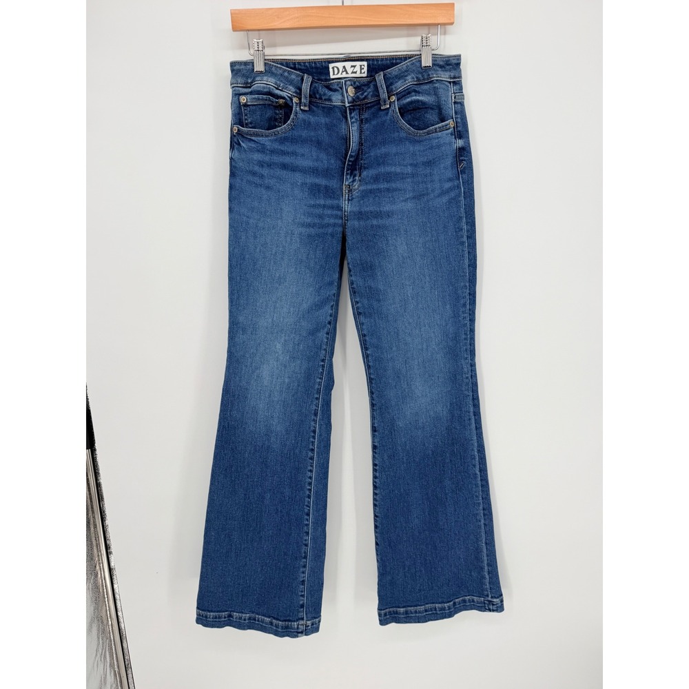 DAZE Denim Flare Jeans 28 Blue High Rise‎ Stretch Boho Retro Aesthetic
